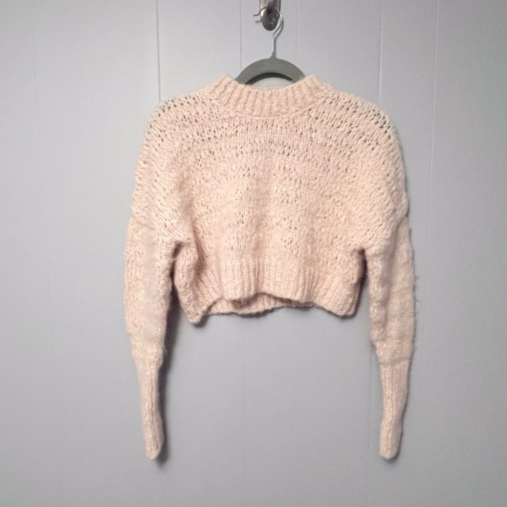 Aritzia Wilfred women’s Lune cropped alpaca blend sweater size XS light blush
